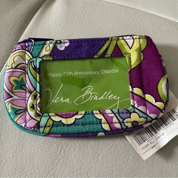 NWT Vera Bradley Clip & Zip Coin Purse Heather retired pattern - Picture 2 of 6